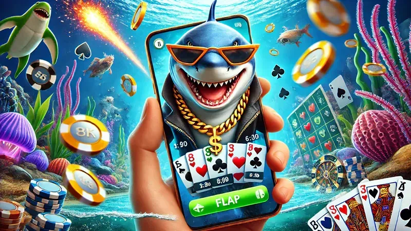 Visual permainan tembak ikan mobile dengan tema laut dalam