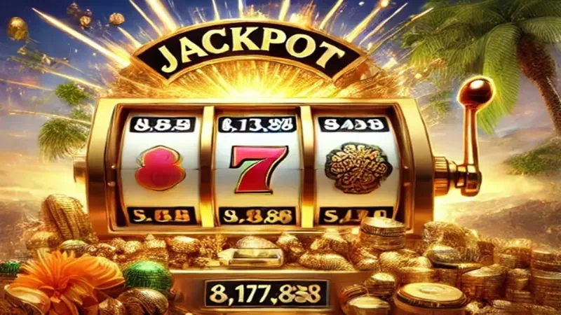Reel slot dengan elemen bonus pada tampilan permainan